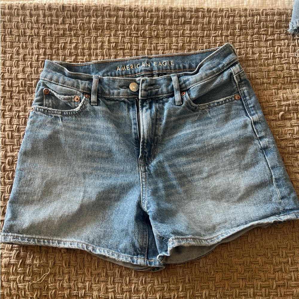 American Eagle Outfitters Blue Jean Shorts with Raw Hem